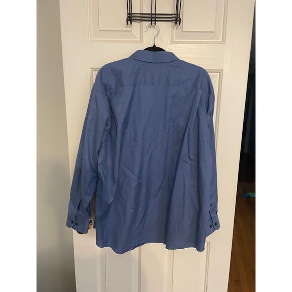 Kenneth Cole Awearness Mens Neck 18.5 LongSleeve ButtonUp Non Iron Slim Fit Blue - Picture 2 of 10